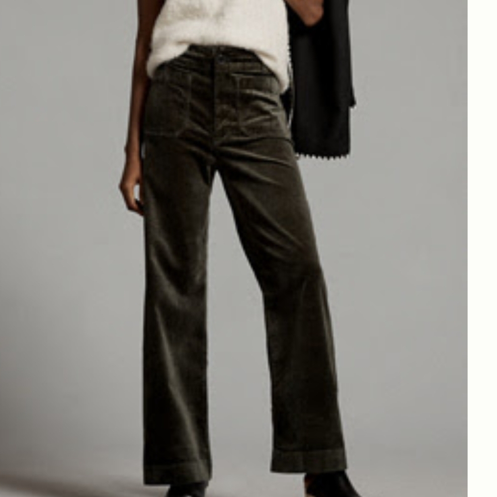 NWOT Anthropologie Maeve Colette Dark Olive Corduroy Pants